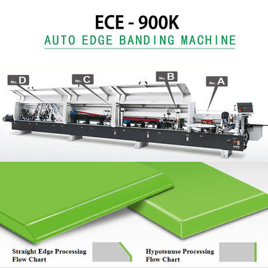 Máy dán cạnh Acrylic full chức năng, nghiêng 0-45 độ, không mạch keo (Noline) ECE-900K