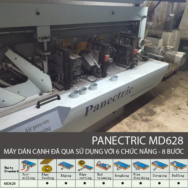 Máy dán cạnh tự động 6 chức năng PANECTRIC MD628 đã qua sử dụng